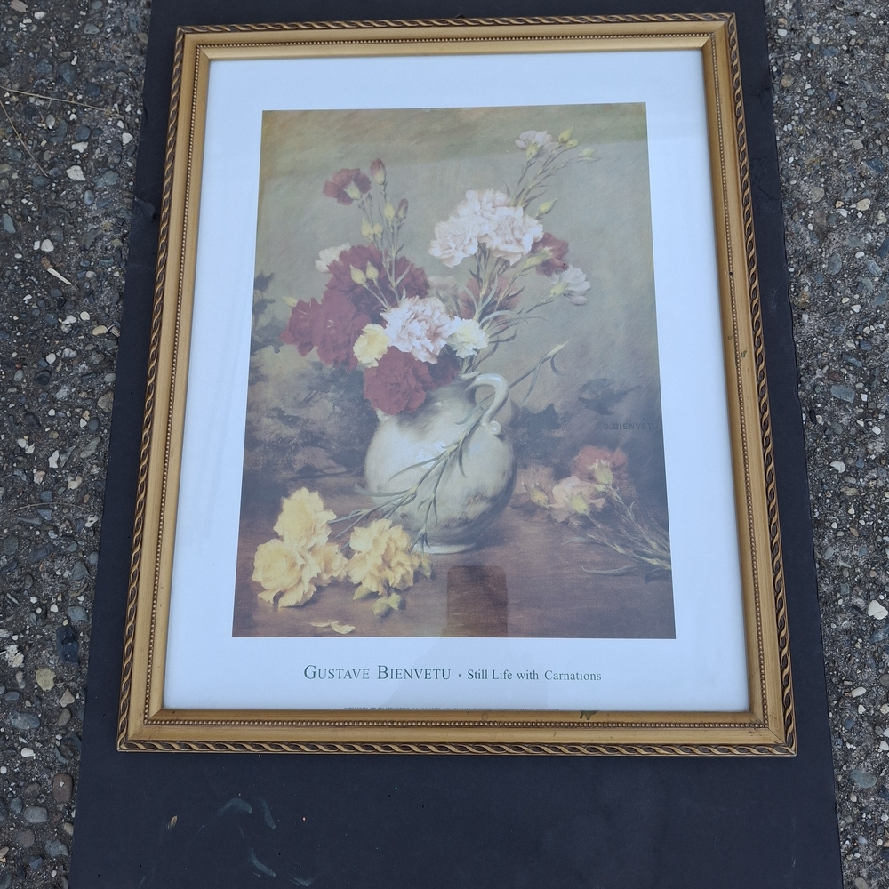 A Framed Print of The Oil Painting "Still Life With Carnations"